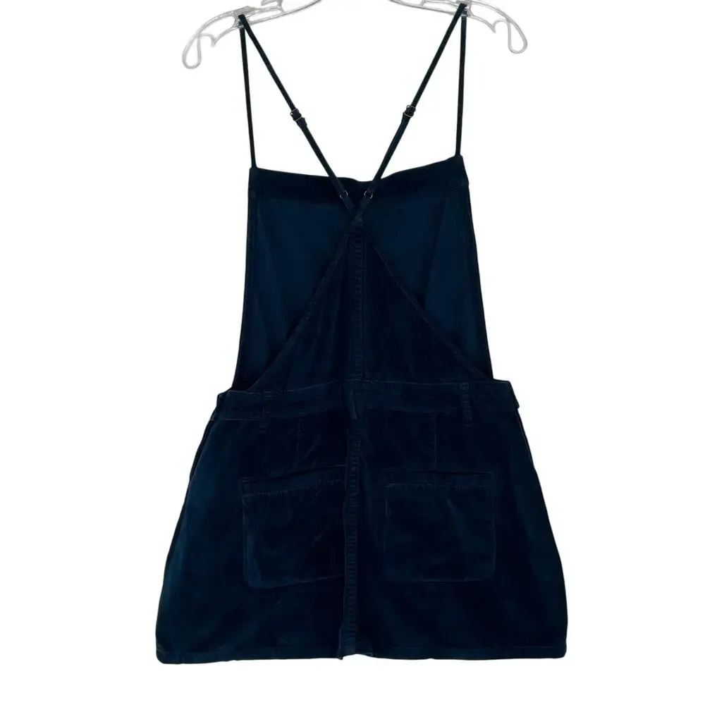 FP Free People Teal Blue Velvet Overall Mini Dress Skirtall Women's size 2